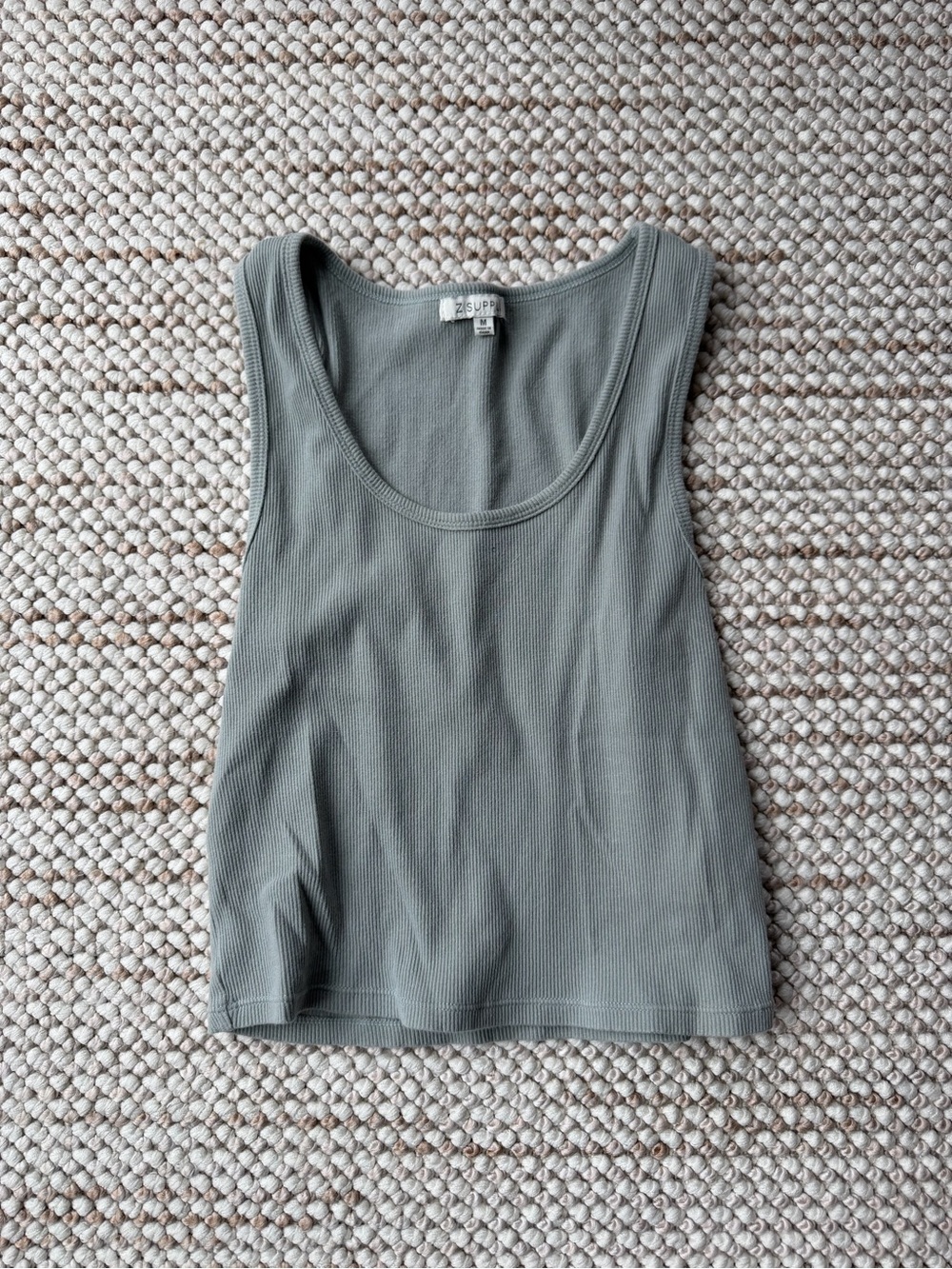 Z Supply Ribbed Scoop Neck Tank in Sage